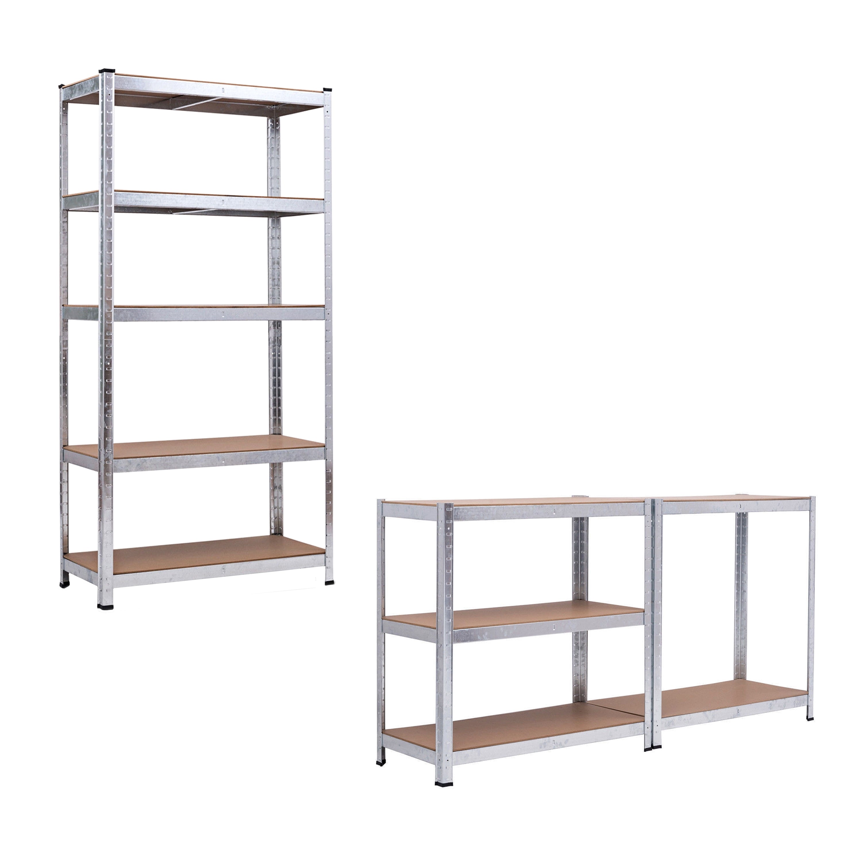 AMOS 5 Tier Heavy Duty Industrial Storage Shelving Units With Adjustable Shelf Height - Galvanized Steel or Black Powder Coated Frames