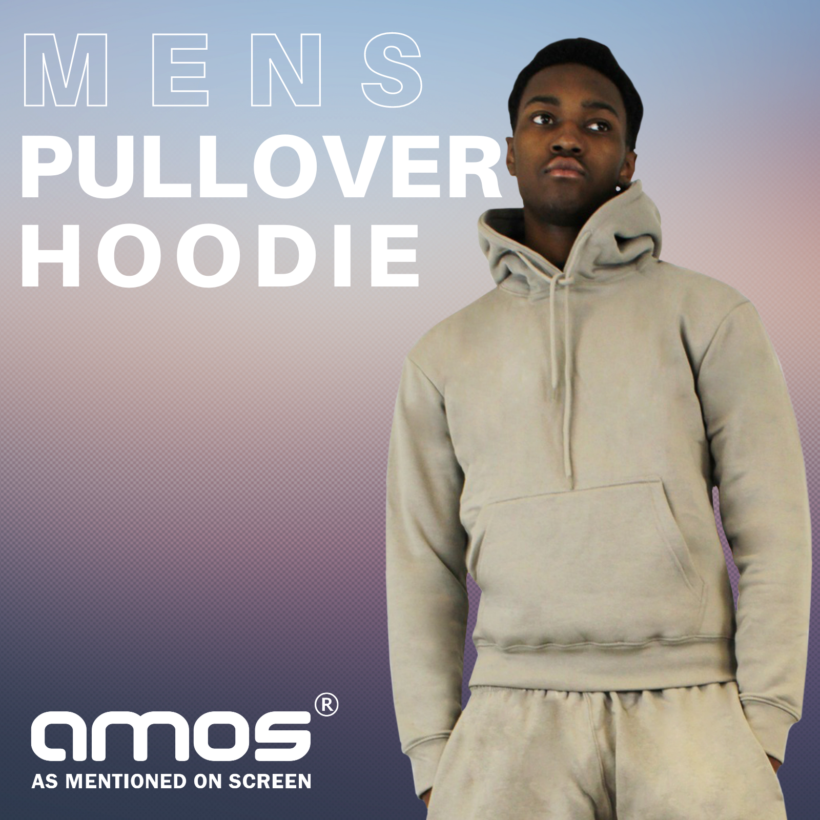 AMOS Mens Jersey Slim Fit Pullover Plain Casual Hoodie Sweatshirt