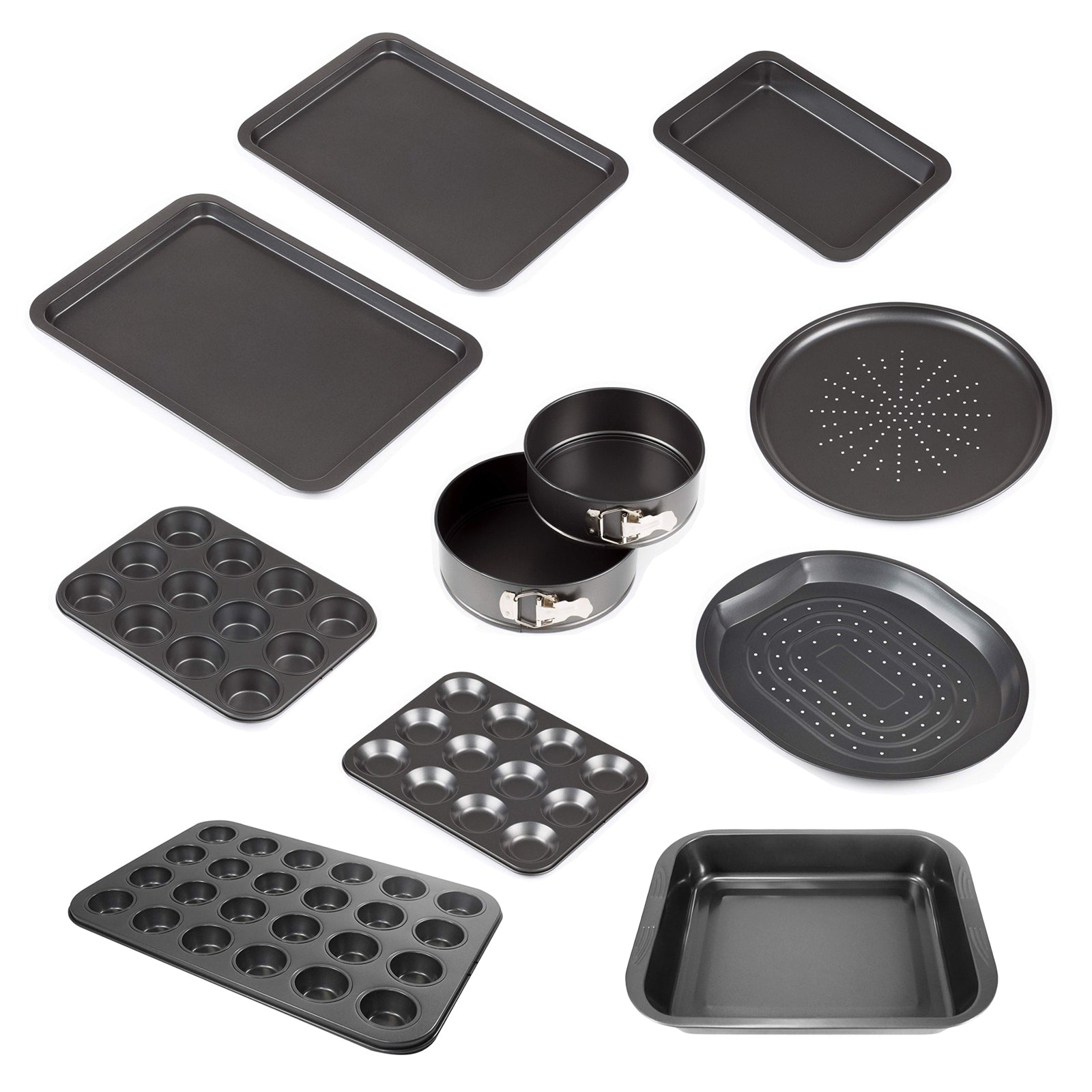 AMOS 10-Piece Carbon Steel Baking Trays Set Non-Stick Oven Cookie