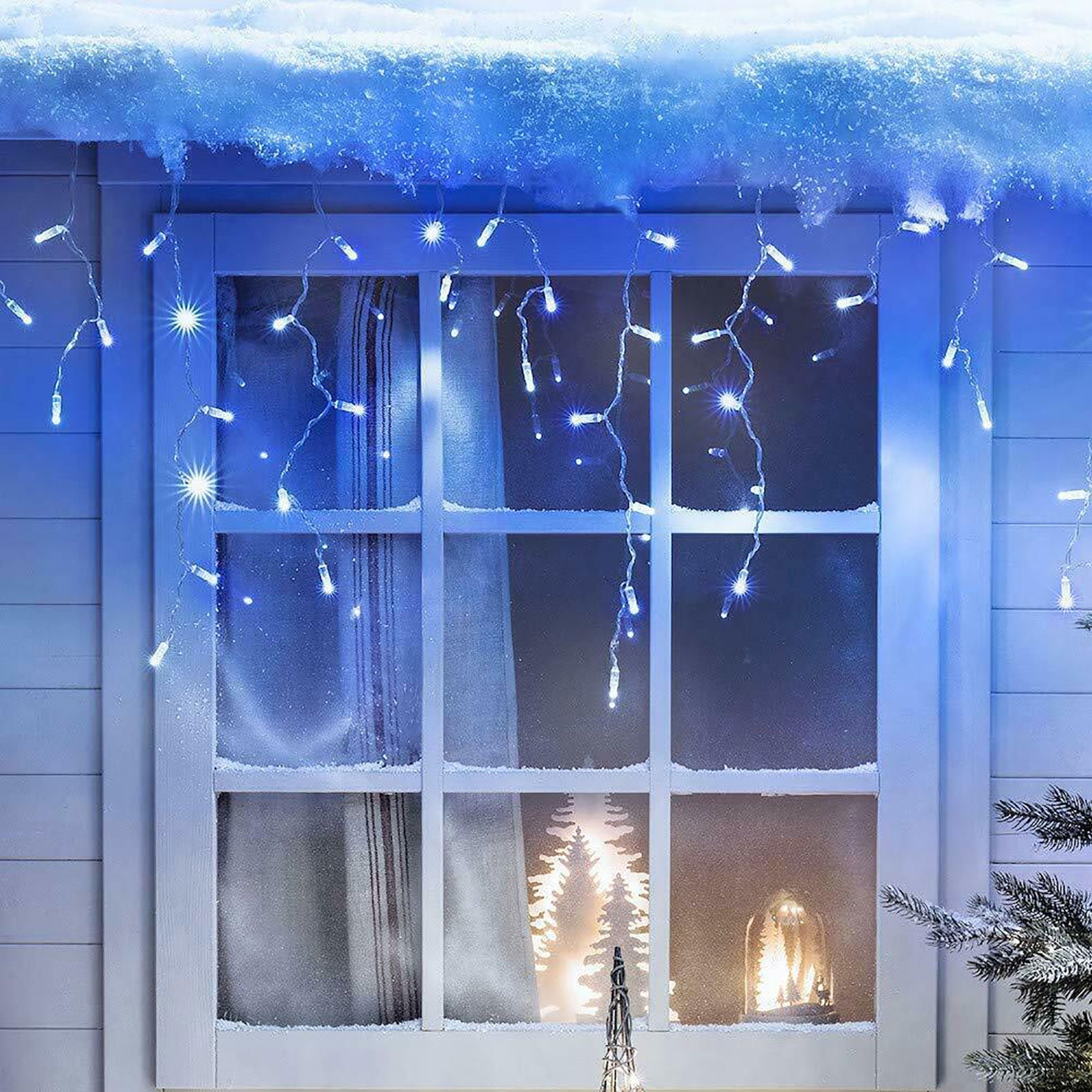 1200 LED Icicle Snowing Effect Christmas Xmas Lights Indoor Outdoor Decoration Blue White Warm White