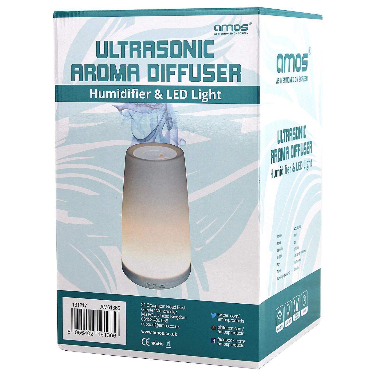 AMOS 2L Ultrasonic Aroma Diffuser Humidifier Essential Oil Aromatherapy LED Lamp