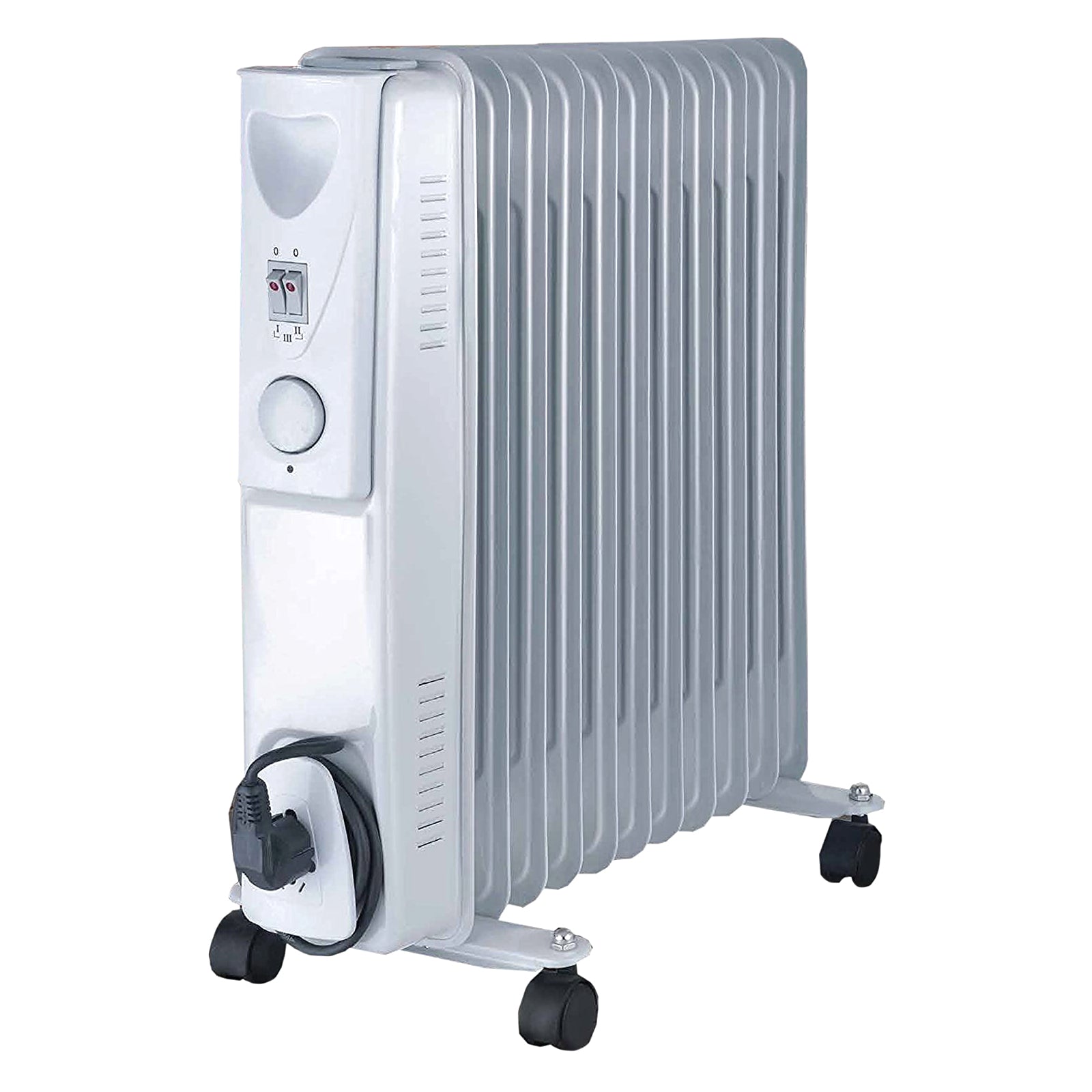 AMOS 11 Fin 2500W Oil Filled Radiator 3 Setting Thermostat Home Office Heater