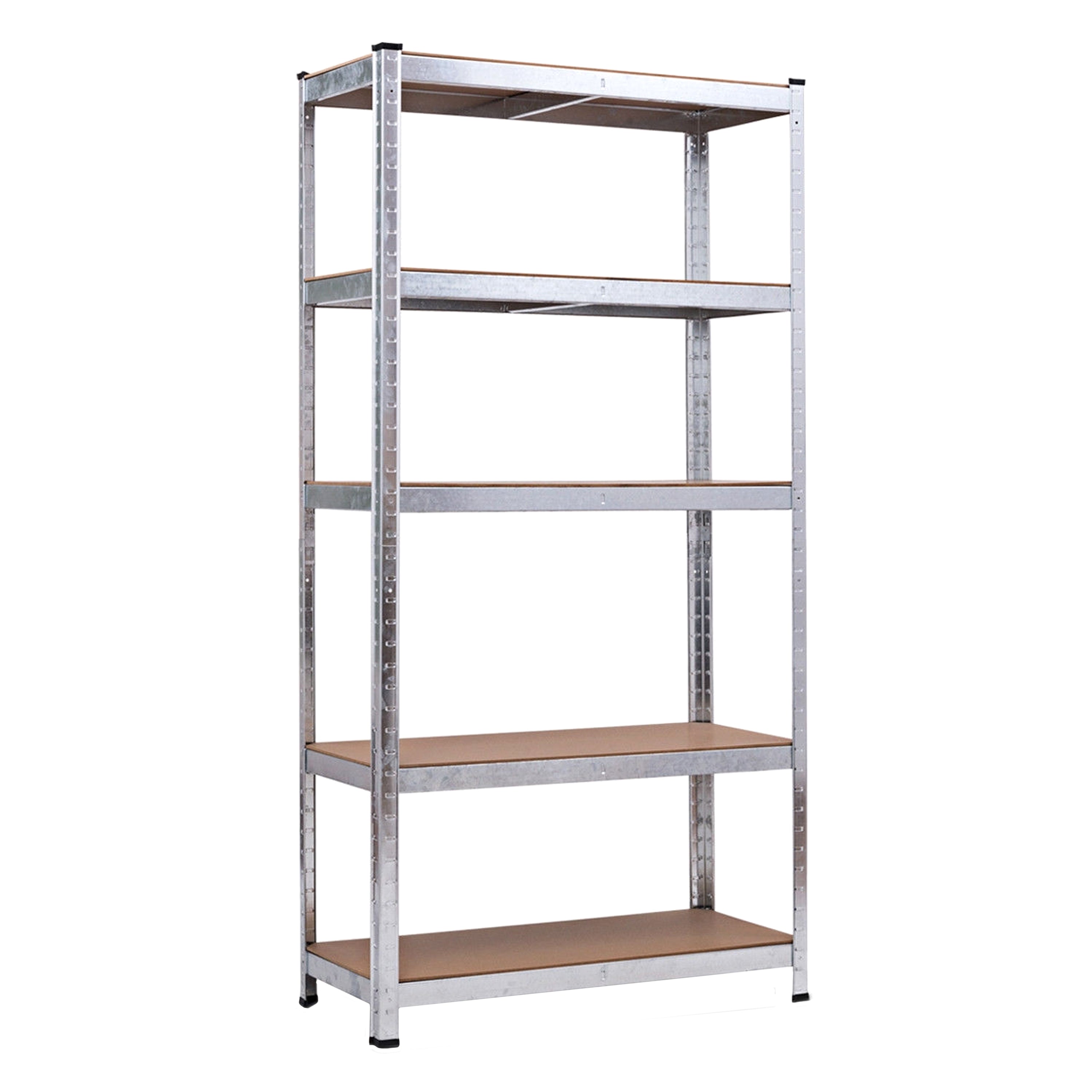 AMOS 5 Tier Heavy Duty Industrial Storage Shelving Units With Adjustable Shelf Height - Galvanized Steel or Black Powder Coated Frames