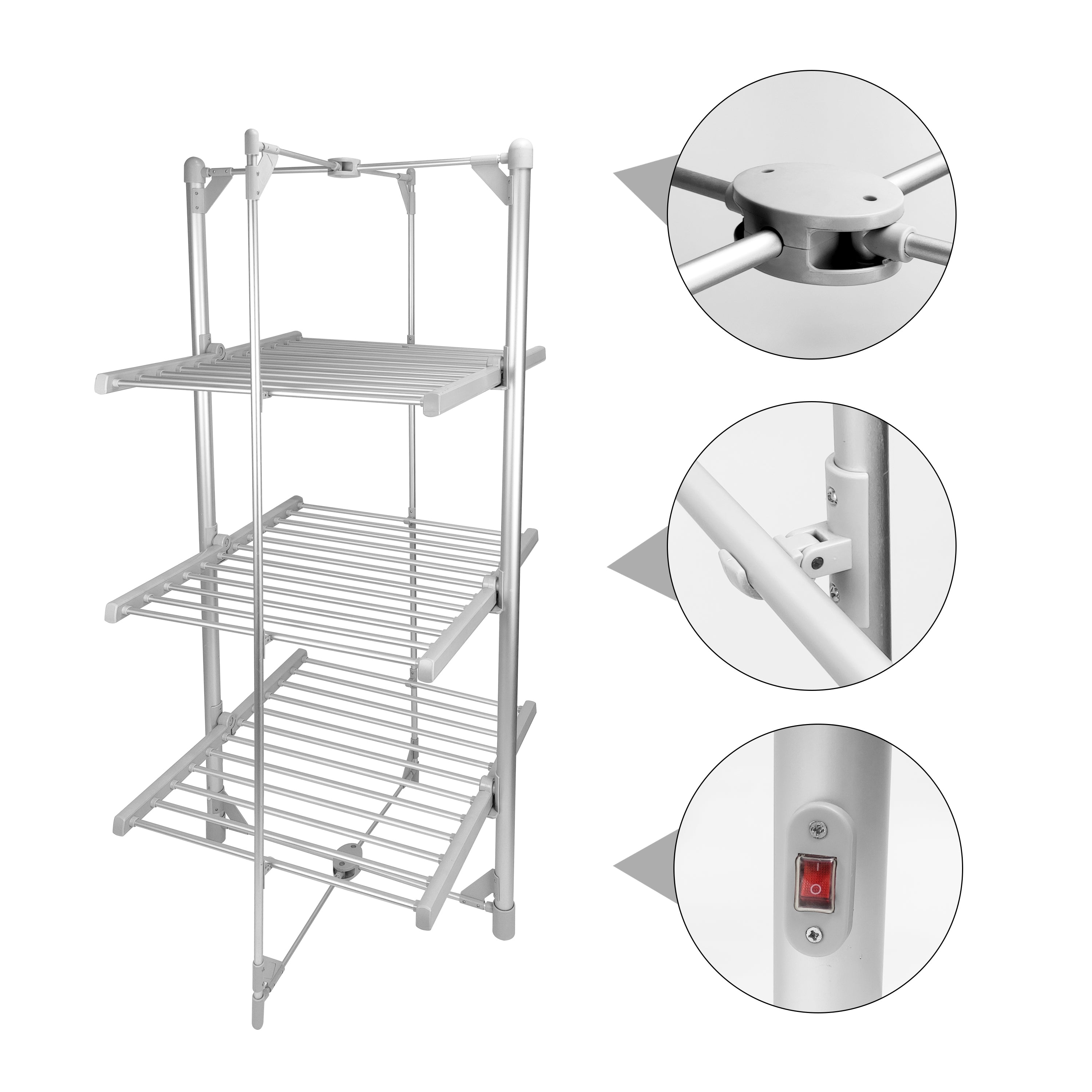 AMOS 3-Tier Heated Electric Foldable Clothes Airer With Cover