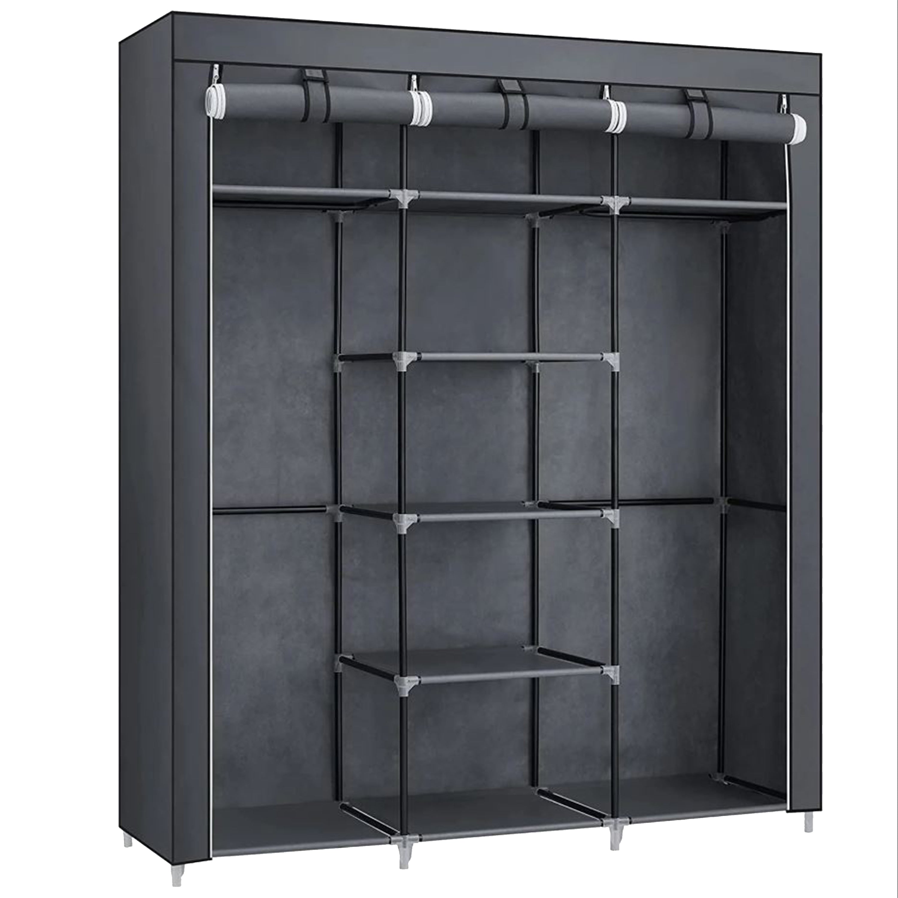 Grey fabric store wardrobe