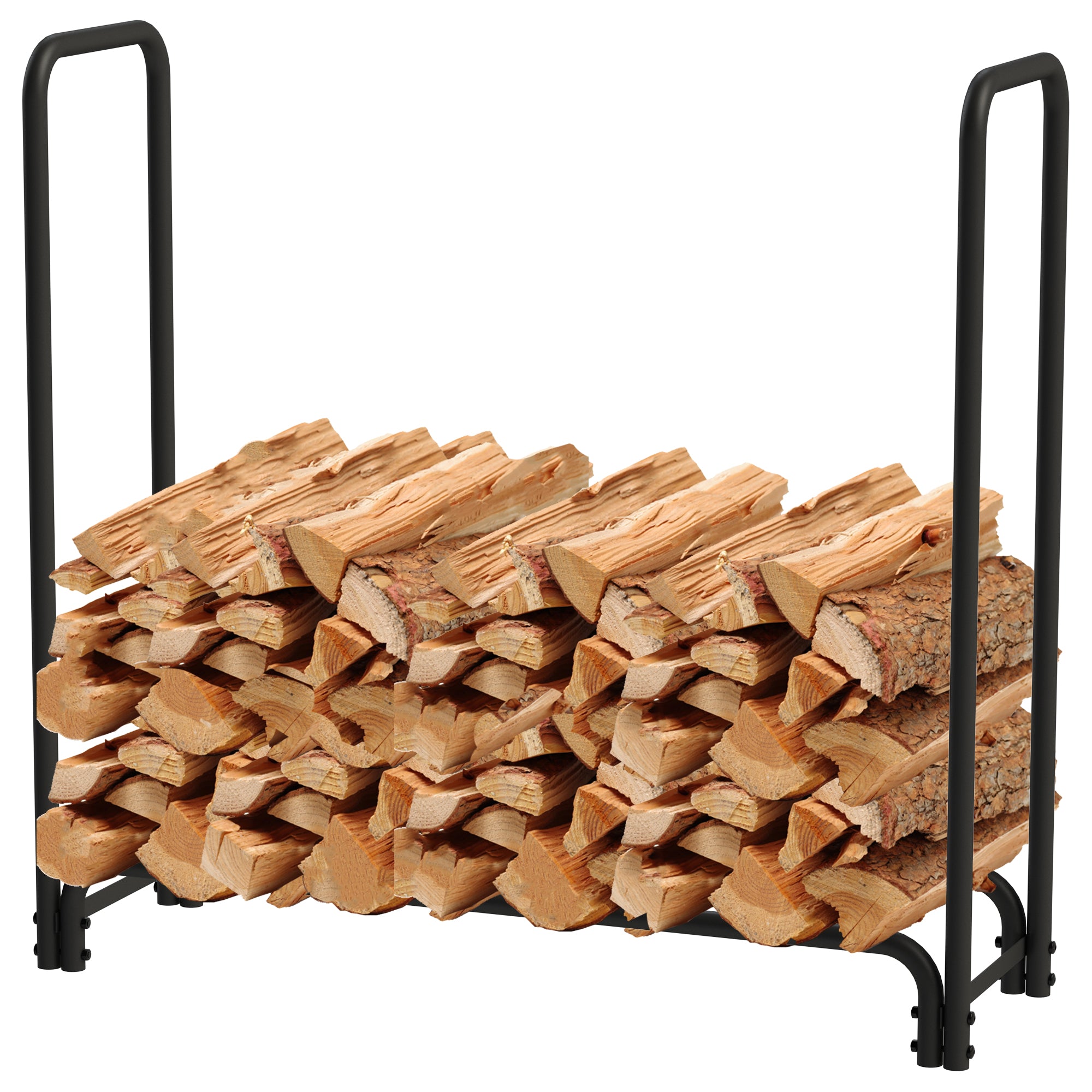 AMOS Heavy Duty 4ft Firewood Rack Fireplace Log Rack for Indoor & Outdoor