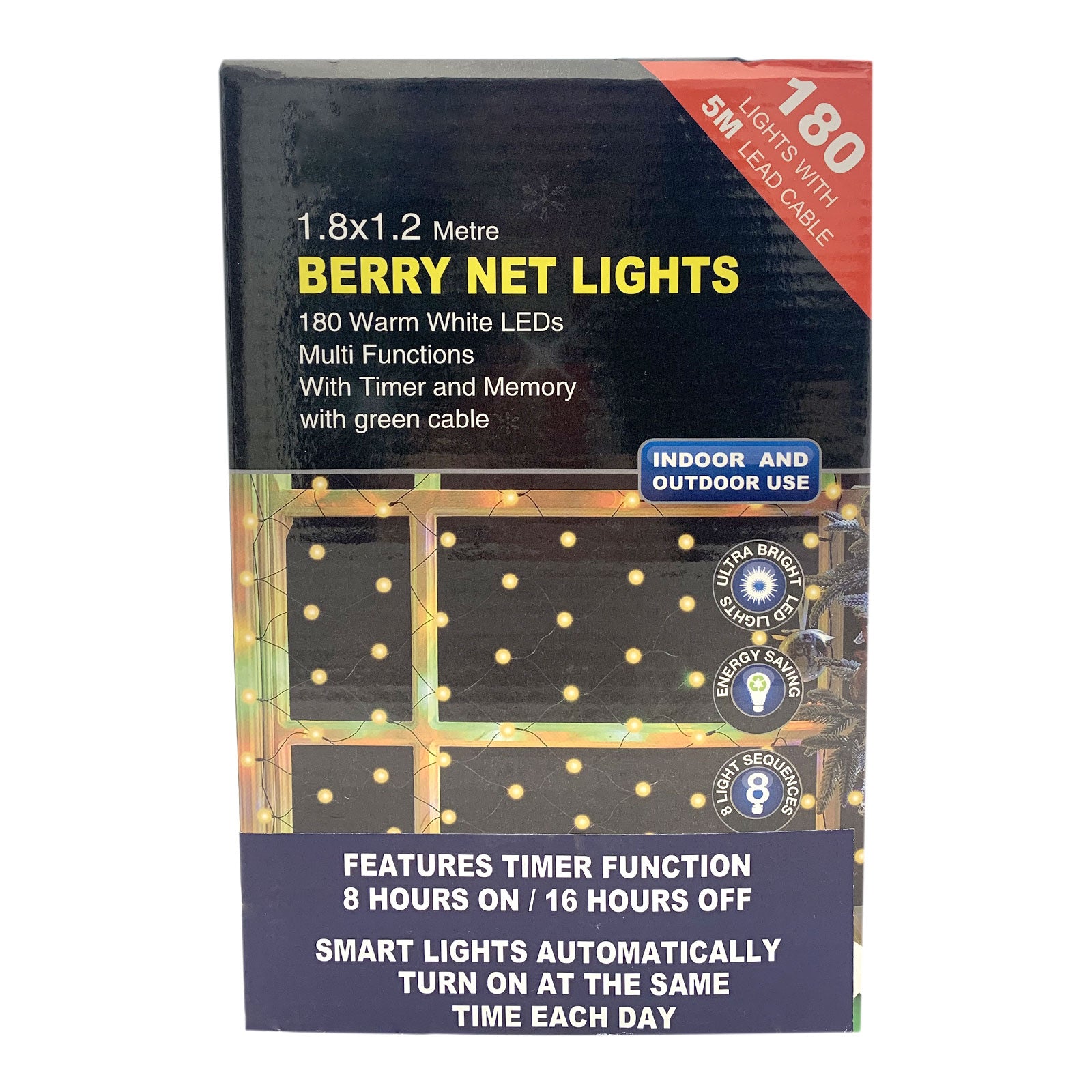 180 Indoor Outdoor Party Fairy Christmas String Mesh Net LED Lights 1.8m x 1.2m