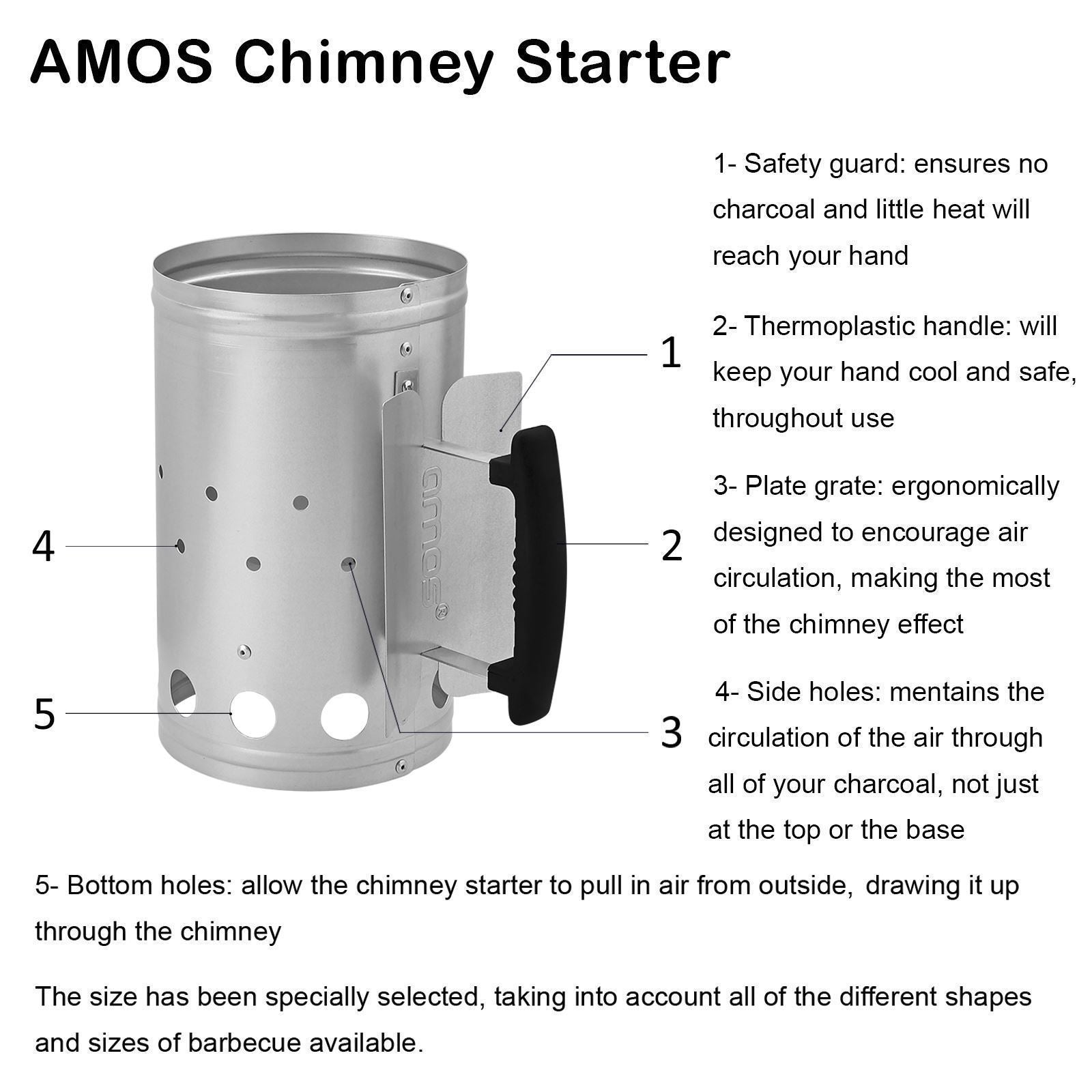 AMOS Small Charcoal Chimney Starter