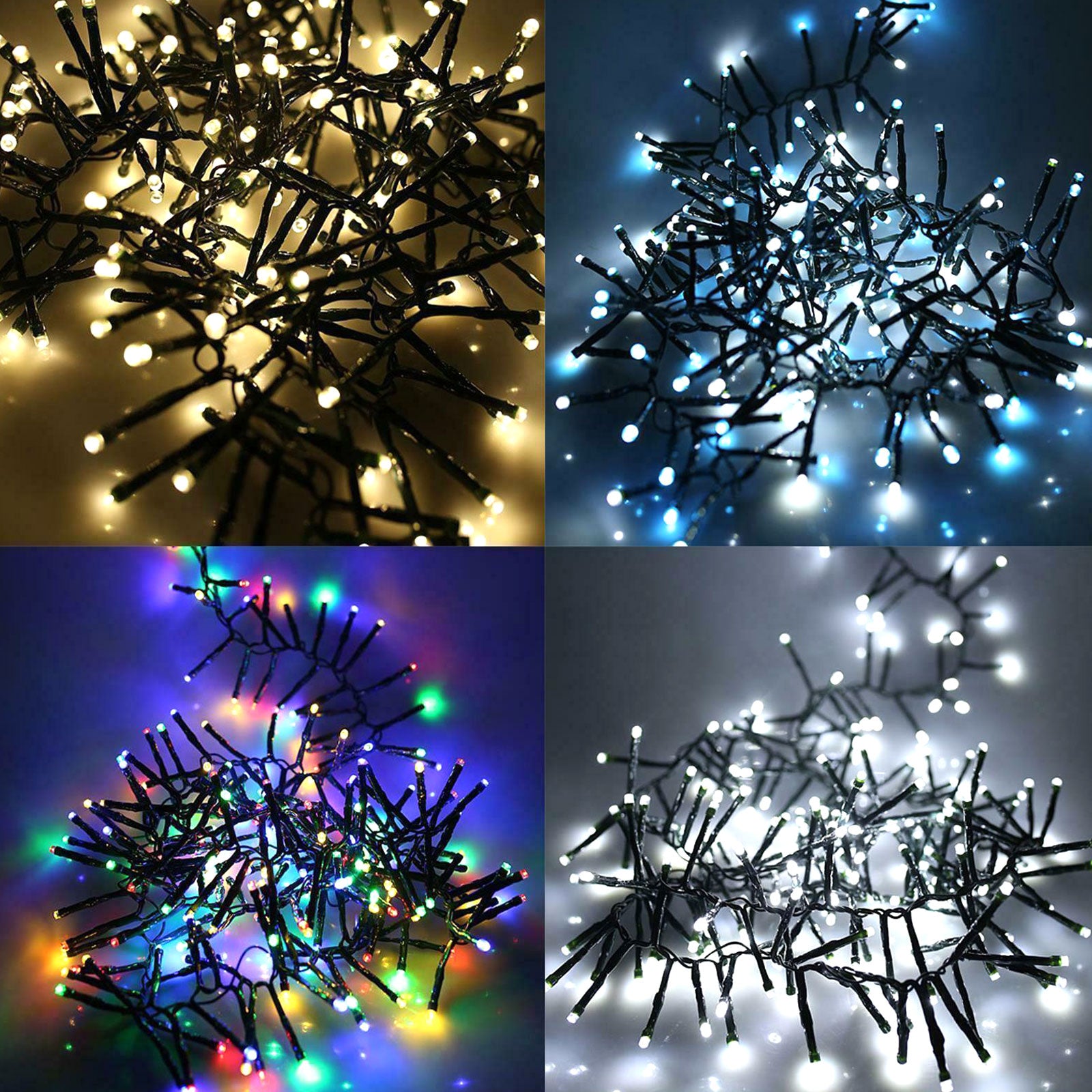 240 LED Cluster Christmas Lights 3.1m Auto Turn On Multi Function Timer Memory Indoor Outdoor